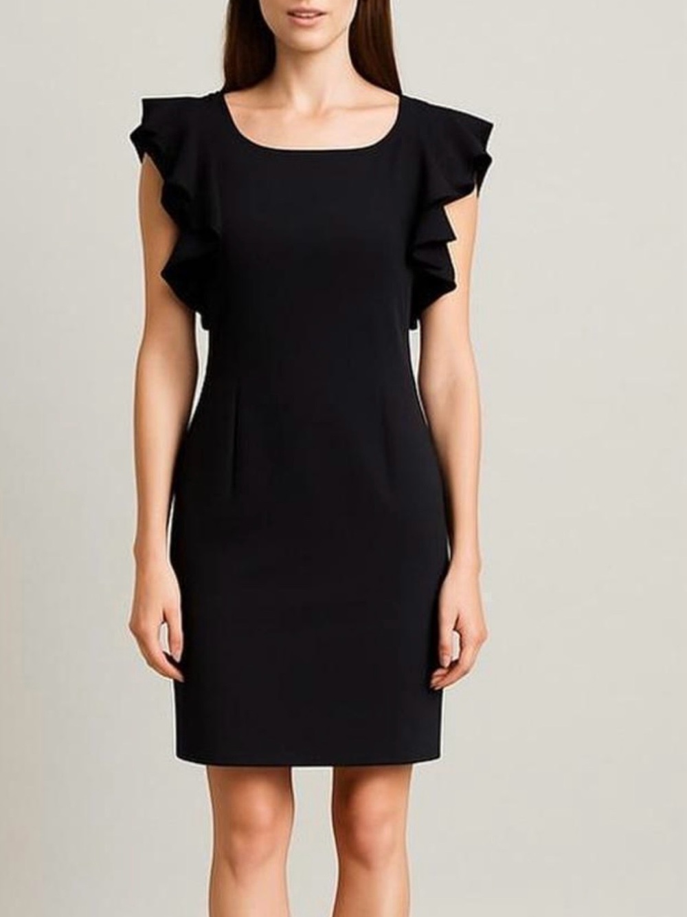 *NWT* Tommy Hilfiger Black Ruffle-Shoulder Dress